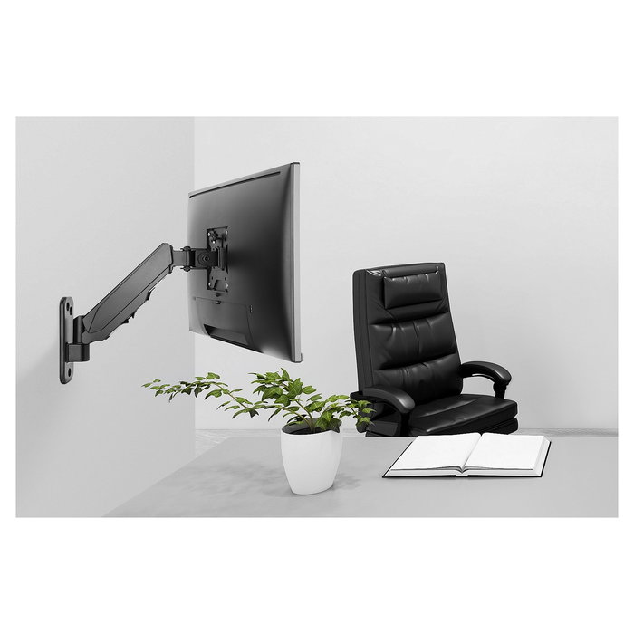 Digitus DA-70870? Brazo de Monitor Universal con Muelle de Gas para Montaje en Pared, Soporte para Pantalla Única, Negro