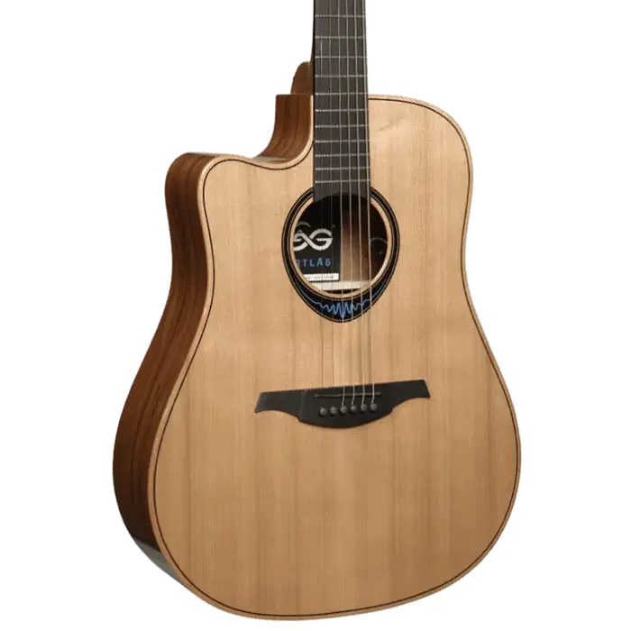 LAG Guitarra Acústica Dreadnought Cutaway A/E Blue Wave 2 Zurdos Natural