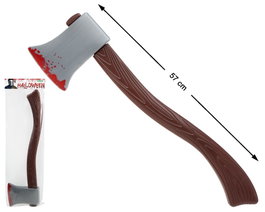Hacha de plástico de 57 cm con detalles ensangrentados