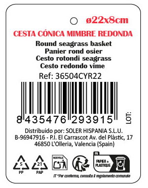 Inde Cesta de Mimbre Redonda Cónica Privilege (12 Unidades)
