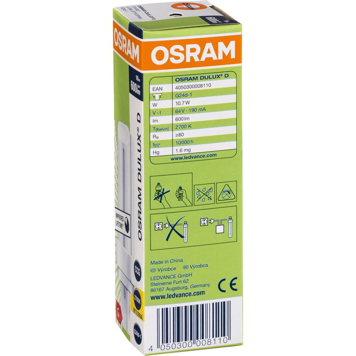 Osram DULUX D Energy-saving Lamp 10W/827 G24D-1 FS1 Osram DULUX D Energy-saving Lamp 10W/827 G24D-1 FS1
