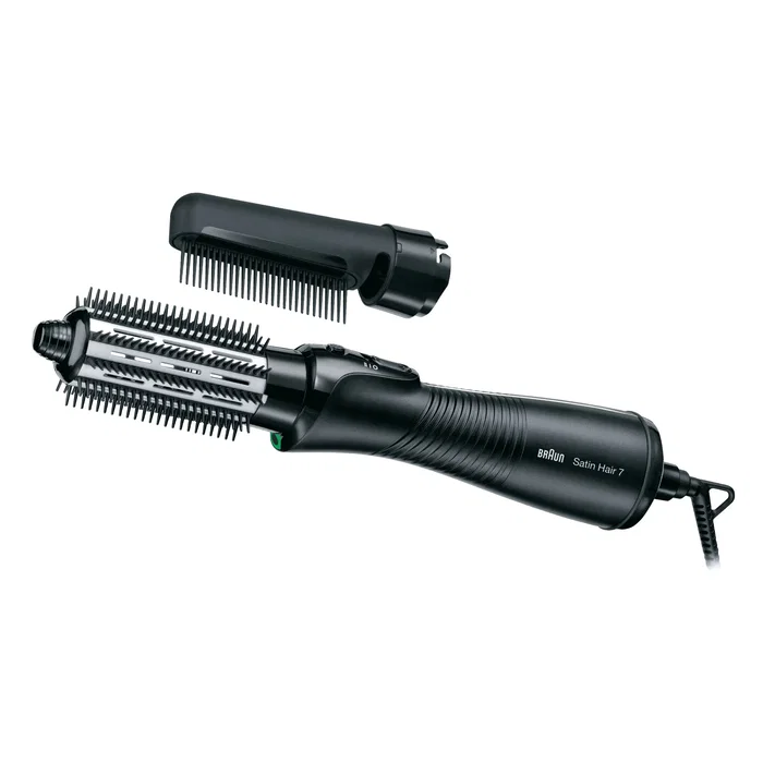 Braun Satin Hair 7 AS720 Cepillo de Aire Caliente para Pelo Seco o Mojado con 2 Niveles de Calor, 700 W, Cable 2 m, Color Negro y Plata