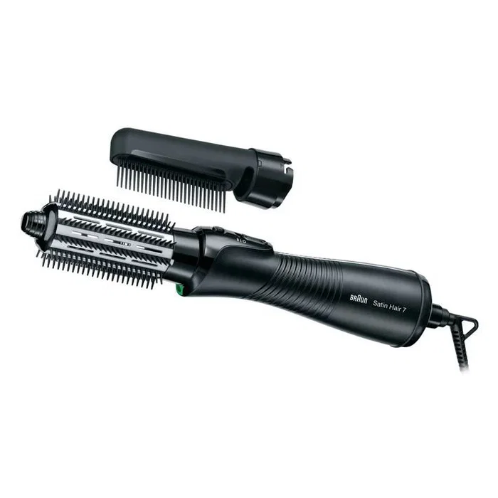 Braun Satin Hair 7 AS720 Cepillo de Aire Caliente para Pelo Seco o Mojado con 2 Niveles de Calor, 700 W, Cable 2 m, Color Negro y Plata