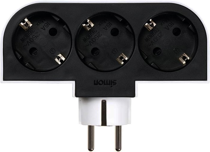 Simon Adaptador giratorio Schuko de 3 tomas