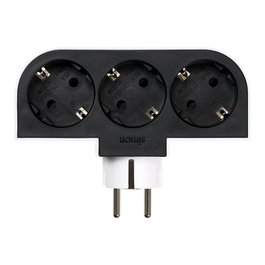 Simon Adaptador Giratorio Schuko 3 Tomas 16A 250V~ con Rotación 180° para Múltiples Espacios