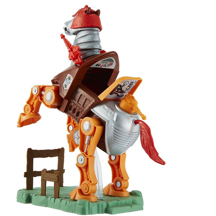 Mattel Masters Of The Universe Origins Figura Stridor Caballo de Guerra Cyborg con Efectos de Disparo para He-Man