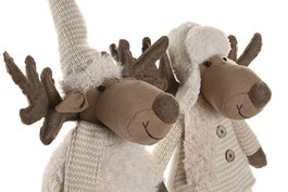 DKD Home Decor Figura Navidad Alpina Blanco Beige 18 x 44 x 25 cm (2 Unidades)