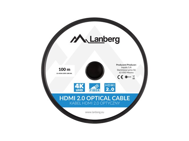Lanberg Cable HDMI v2.0 Óptico AOC 100m Negro Lanberg Cable HDMI v2.0 Óptico AOC 100m Negro