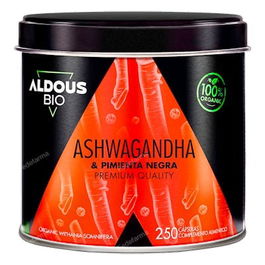 Aldous Bio Ashwagandha Con Pimienta Negra Eco Bio 250 Cápsulas