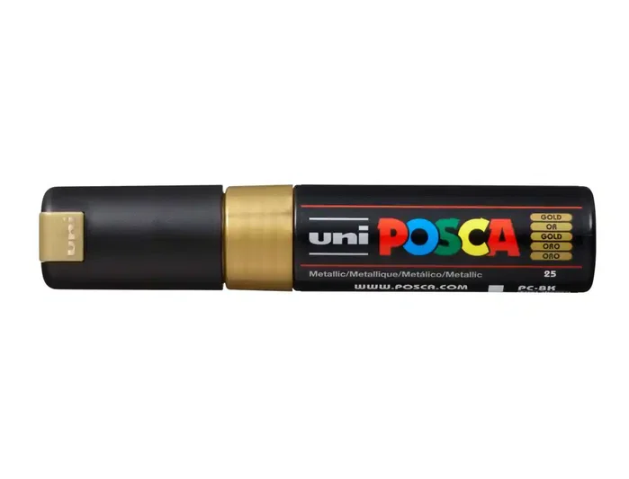 POSCA Marcador PC-8K No Permanente Punta Biselada 8.0 mm Oro Metálico POSCA Marcador PC-8K No Permanente Punta Biselada 8.0 mm Oro Metálico