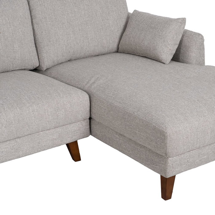 Sofá Chaise Longue Gris Tejido-Madera 240 X 155 X 86 cm