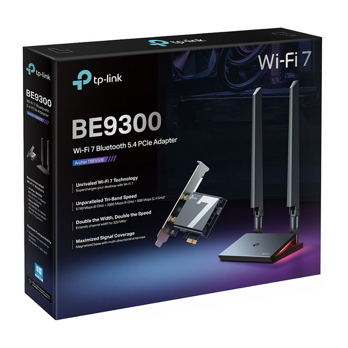 TP-Link Archer TBE550E Adaptador de Red Wi-Fi 7 y Bluetooth Tribanda