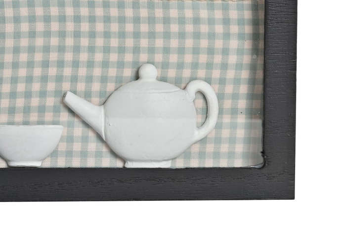 DKD Home Decor Cubertero de Madera y Cristal Café Vichy
