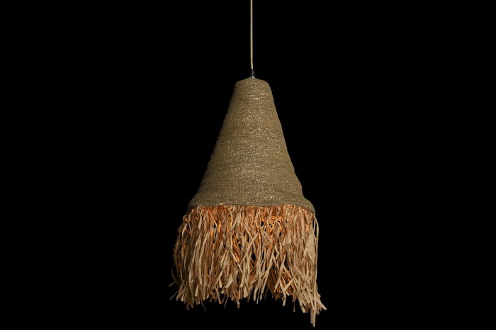 DKD Home Decor Lámpara de Techo Yute y Hierro Natural 44x44x67 cm
