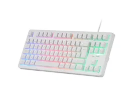 Mars Gaming MK023 - Teclado Gaming Híbrido Mecánico Tenkeyless (TKL) Compacto con Iluminación FRGB LED, Antighosting, Español - Blanco