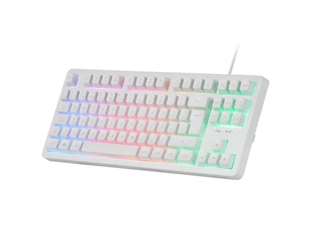 Mars Gaming MK023ES Teclado Gaming Tenkeyless (TKL) Mecánico Híbrido H-Mech Red en Español con Iluminación FRGB, Anti-Ghosting, Blanco, Compatible con PC, PS4, PS5, Xbox, Switch