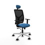 PIQUERAS Y CRESPO Silla de oficina Motilla con mecanismo Sincro/Traslack, Azul claro y Negro