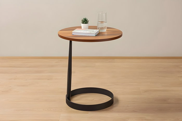 Hanah Home Mesa Auxiliar Callisto Nogal MDF Metal 50x58x50 cm