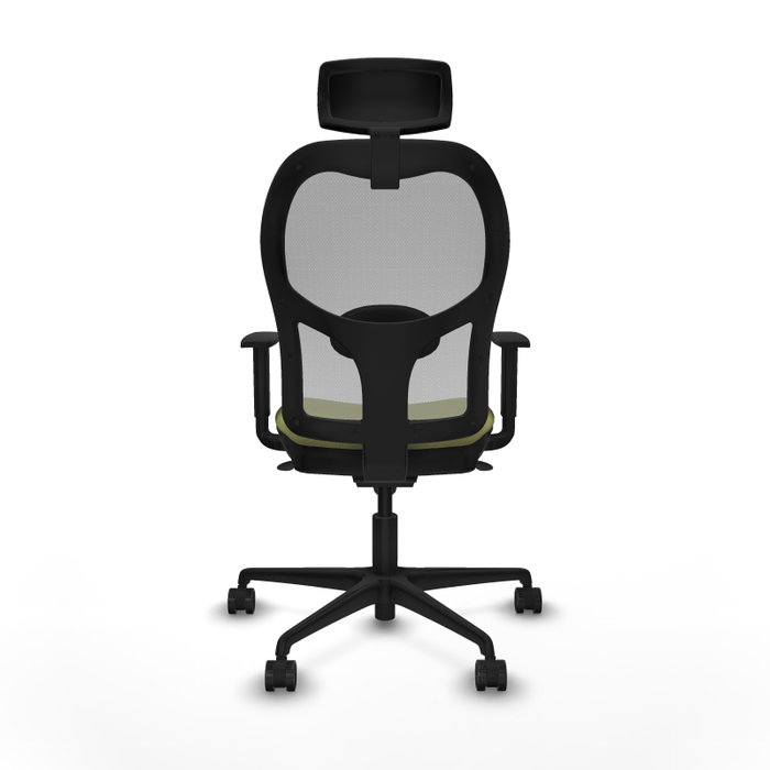 Silla de oficina Jorquera con mecanismo Sincro tapizada con Tela color Verde oliva y malla color Gris. Equipada con lumbar 1D, Brazos 1D, Cabecero 2D y Ruedas 65mm nailon Silla de oficina Jorquera con mecanismo Sincro tapizada con Tela color Verde oliva y malla color Gris. Equipada con lumbar 1D, Brazos 1D, Cabecero 2D y Ruedas 65mm nailon