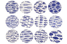 DKD Home Decor Posavasos de Dolomita y Corcho, Surtido de 12 Piezas