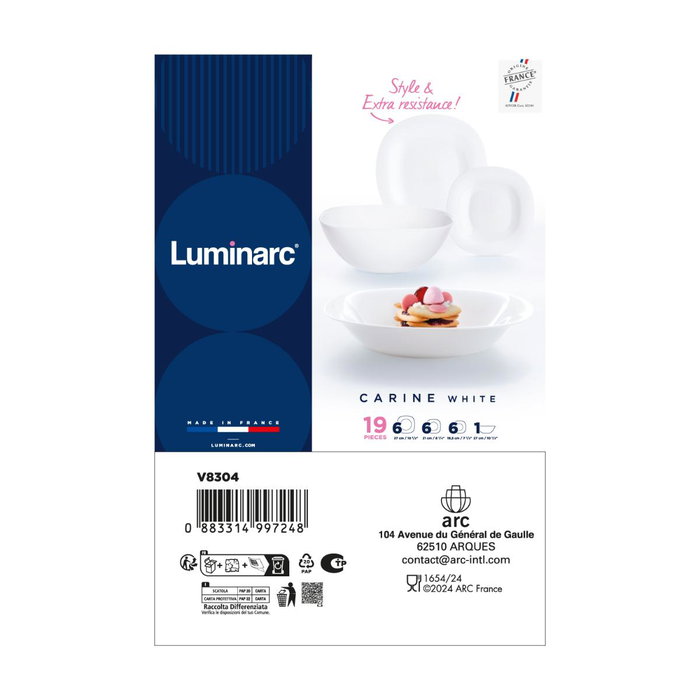 Luminarc Vajilla de Opal Carine Lum de 19 Piezas Blanco Luminarc Vajilla de Opal Carine Lum de 19 Piezas Blanco