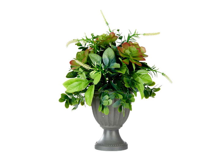 Ibergarden Copa Plástico Clásica con Plantas Verdes Grande 25 cm x 36 cm x 25 cm Gris/Verde (Set de 4)