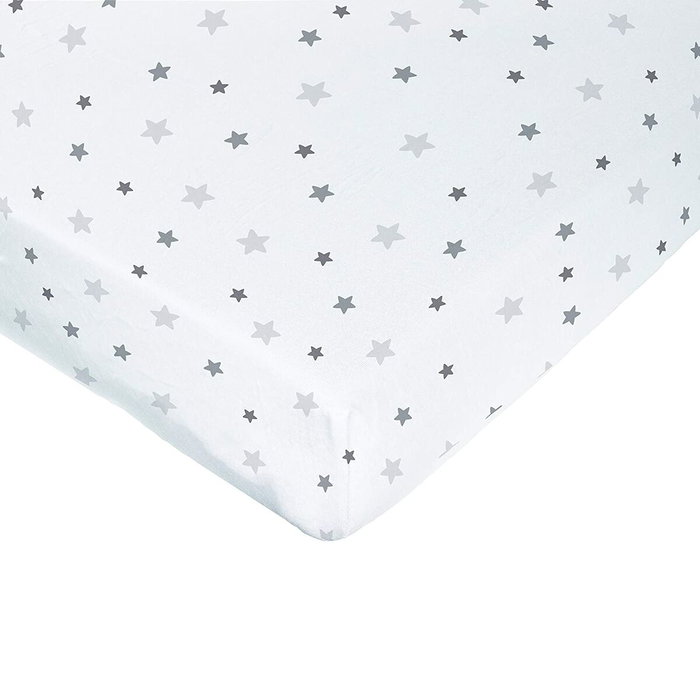 Domiva Sábana ajustable impermeable 2 en 1 Estampado de estrellas grises - 60x120 cm