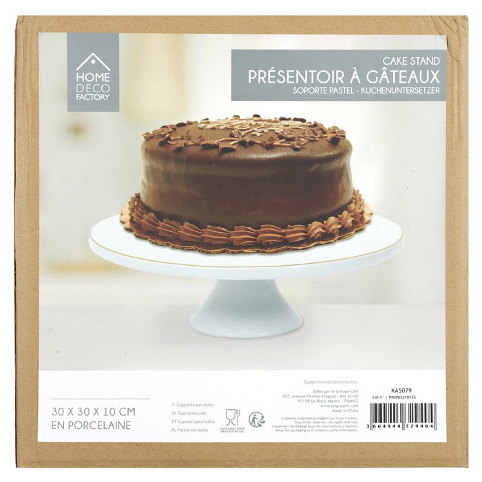 Home Deco Factory Pastelera Lounge Diámetro 30 cm Altura 10 cm con Ribete Dorado