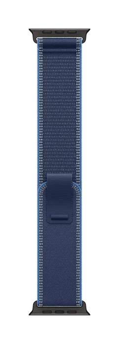 Apple MG9R4ZM/A Correa de Pulsera Loop Sport para Apple Watch Series 9/SE/3/S (49, 46, 45, 44 mm) Azul Titanio - Nailon Elástico con Hilo Reflectante, Cierre de Velcro, Talla M/L