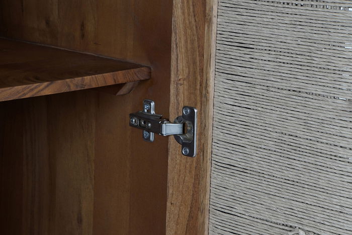 DKD Home Decor Armario Basant Ratan Acacia y Ratan Marron Oscuro Natural 102 x 46 x 175 cm