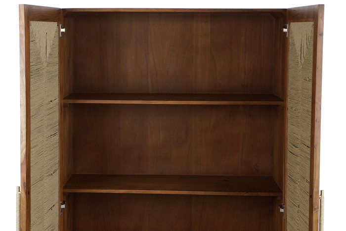 DKD Home Decor Armario Basant Ratan Acacia y Ratan Marron Oscuro Natural 102 x 46 x 175 cm