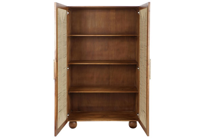 DKD Home Decor Armario Basant Ratan Acacia y Ratan Marron Oscuro Natural 102 x 46 x 175 cm