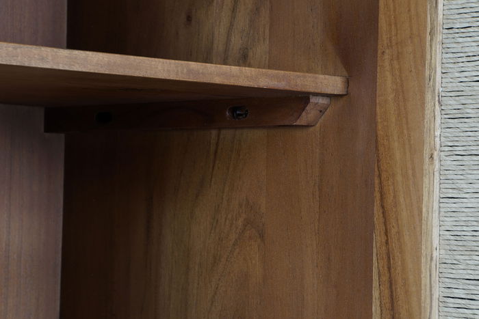 DKD Home Decor Armario Basant Ratan Acacia y Ratan Marron Oscuro Natural 102 x 46 x 175 cm