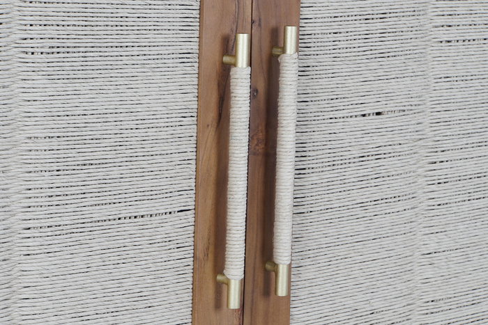 DKD Home Decor Armario Basant Ratan Acacia y Ratan Marron Oscuro Natural 102 x 46 x 175 cm