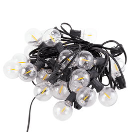 Cadena 25 Bombillas LED G40 2700K Solar 9,5M Panel 5,5V 1,2W Batería 3,7V 1200mAh con Mando