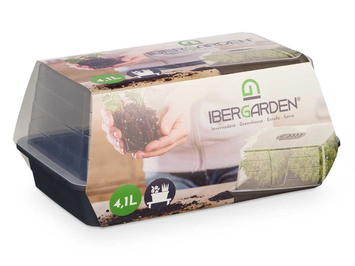 Ibergarden Invernadero Plastico 4,1 L Con Respiradero 38x24x18 cm (Set de 8)