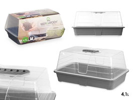 Ibergarden Invernadero Plastico 4,1 L Con Respiradero 38x24x18 cm (Set de 8)