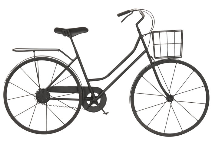 DKD Home Decor Decoración de Pared Metal Bicicleta con Cesta (2 Piezas) Rojo y Negro
