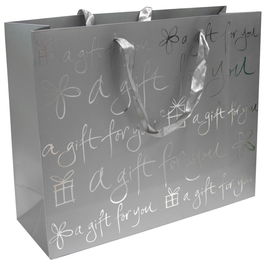 Party Time Bolsa de Regalo 32x26x11 cm con Asas de Cinta y Mensaje "A gift for you", Colores Surtidos