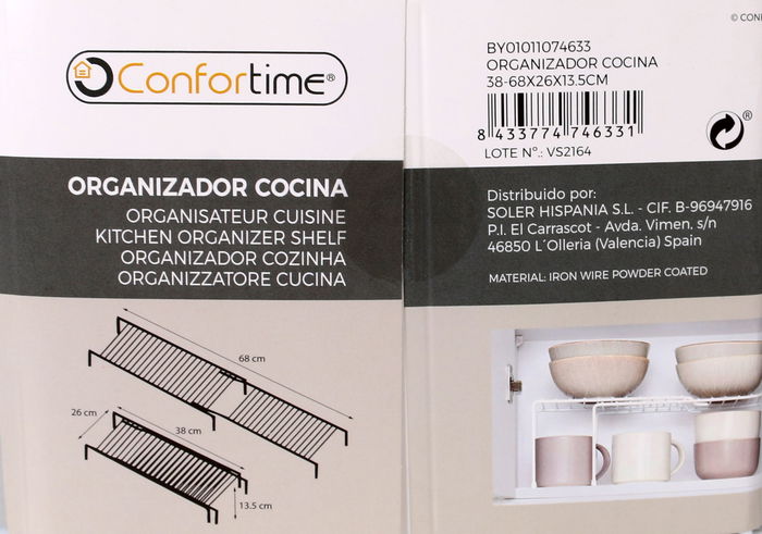 Confortime Organizador Cocina Extensible 38-68 cm x 26 cm x 13.5 cm (12 Unidades)
