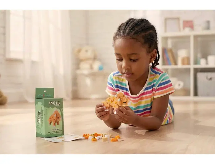 Imaginovo Juego de mini bloques de construcción Shape It dinosaurio naranja 137 piezas