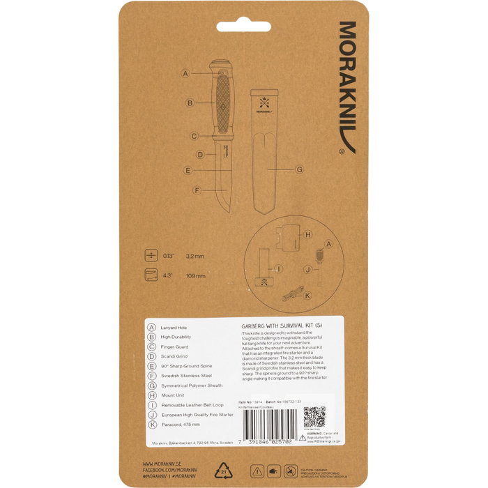 Morakniv Garberg Black Knife con Kit de Supervivencia