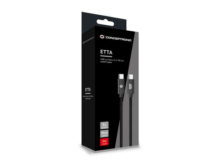 Conceptronic ETTA02B20 Cable USB-C Macho-Macho Negro 2m