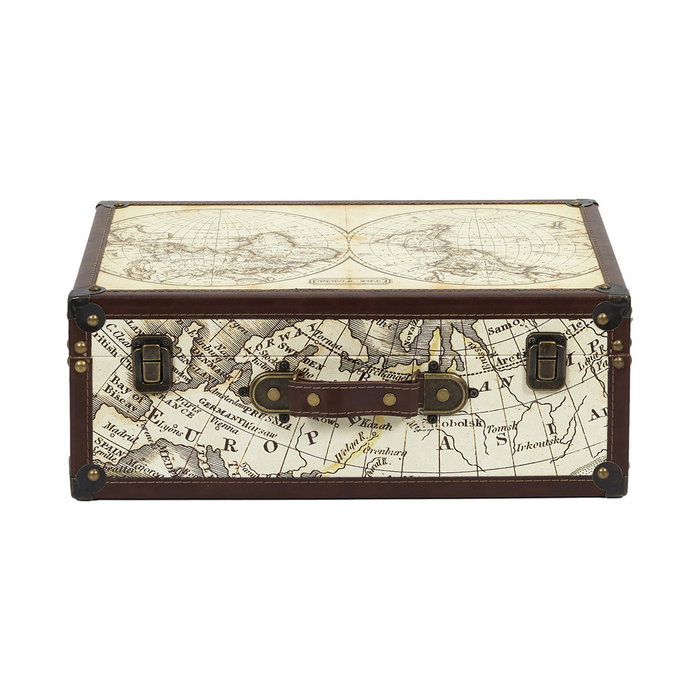 Home Deco Factory Juego 2 Cajas-Maletín Mapamundi Vintage para Decoración y Almacenaje