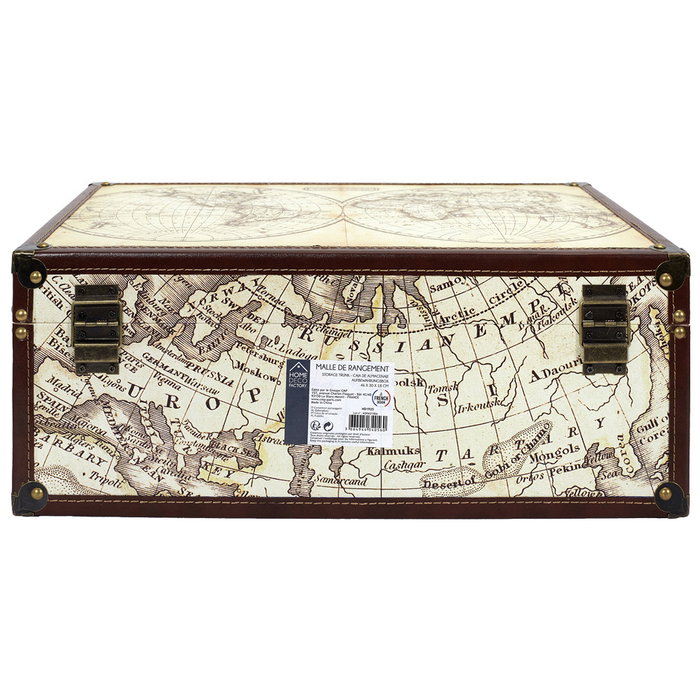 Home Deco Factory Juego 2 Cajas-Maletín Mapamundi Vintage para Decoración y Almacenaje