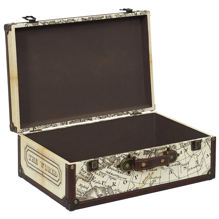Home Deco Factory Juego 2 Cajas-Maletín Mapamundi Vintage para Decoración y Almacenaje
