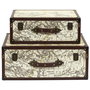Home Deco Factory Juego 2 Cajas-Maletín Mapamundi Vintage para Decoración y Almacenaje