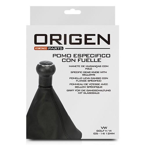 Volkswagen Pomo POM40101 con Fuelle para VW Golf V-VI 5-6 Velocidades 12mm Negro Simil Piel
