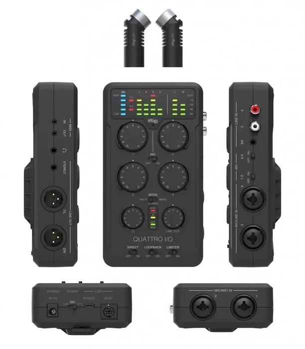 IKMULTIMED Irig Pro Quattro Deluxe Interfaz de Audio para Instrumentos y Micrófonos, 22x16x7.2 cm