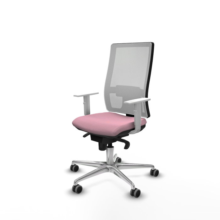 PIQUERAS Y CRESPO Silla de oficina Horna Rosa con malla blanca